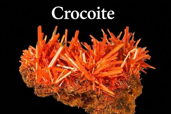 Brilliant orange-red crocoite crystals radiate in fiery sprays from iron-rich matrix, creating one of the most vividly colored mineral displays found in nature.